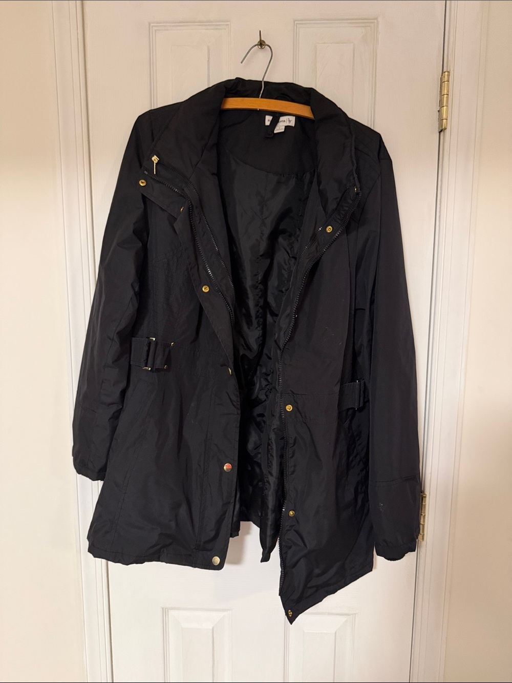 Susan Graver Black Hooded Trench Coat